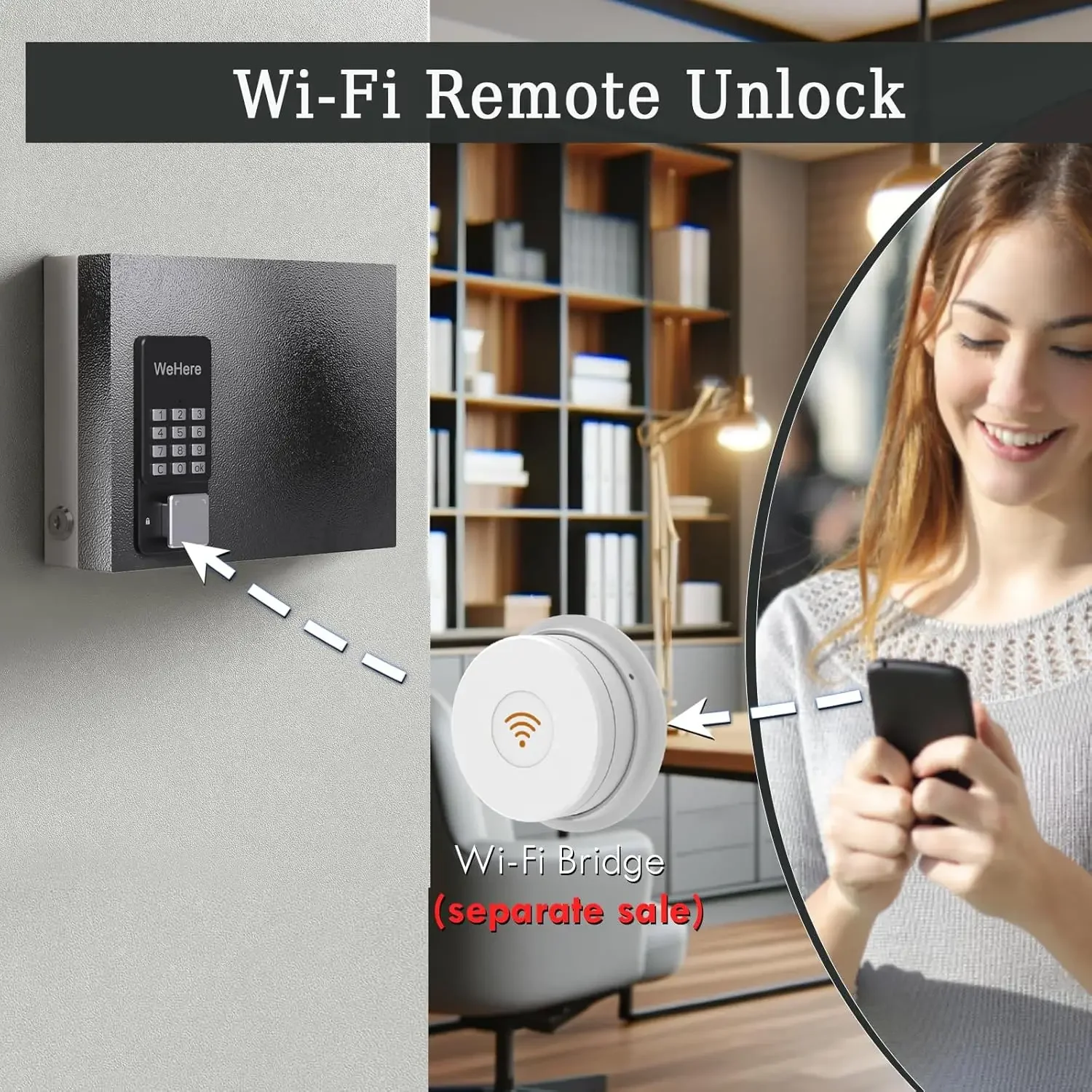 Smart Key Safe Box(16 Keys), Smart Wall Mount Key Cabinet with Key Tags, OTP/APP/Fixed Code Unlock, Security Storage Key Holder