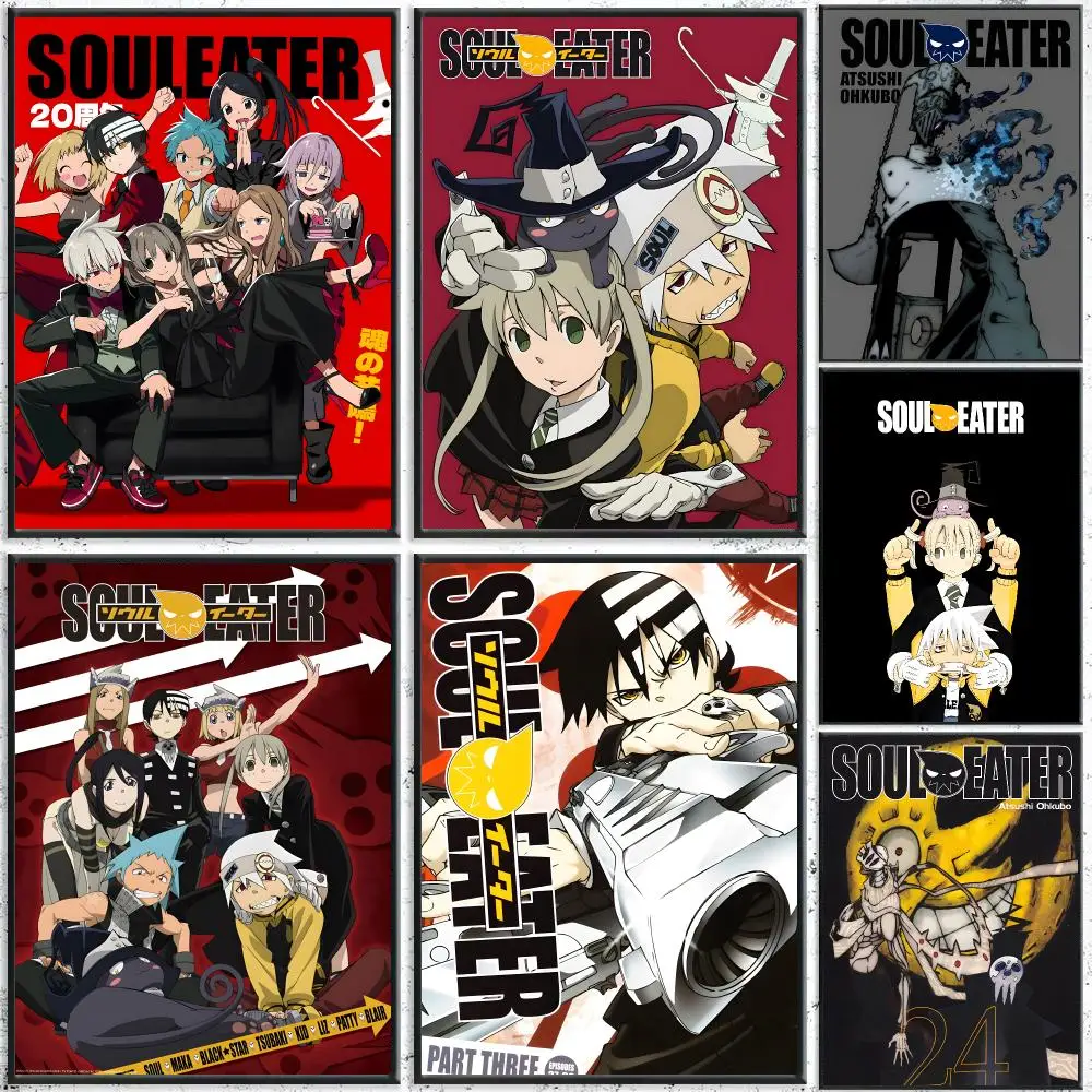Anime Soul Eater Poster Self-Adhesive Waterproof Wall Stickers Coffee Bar Home Wall Decor