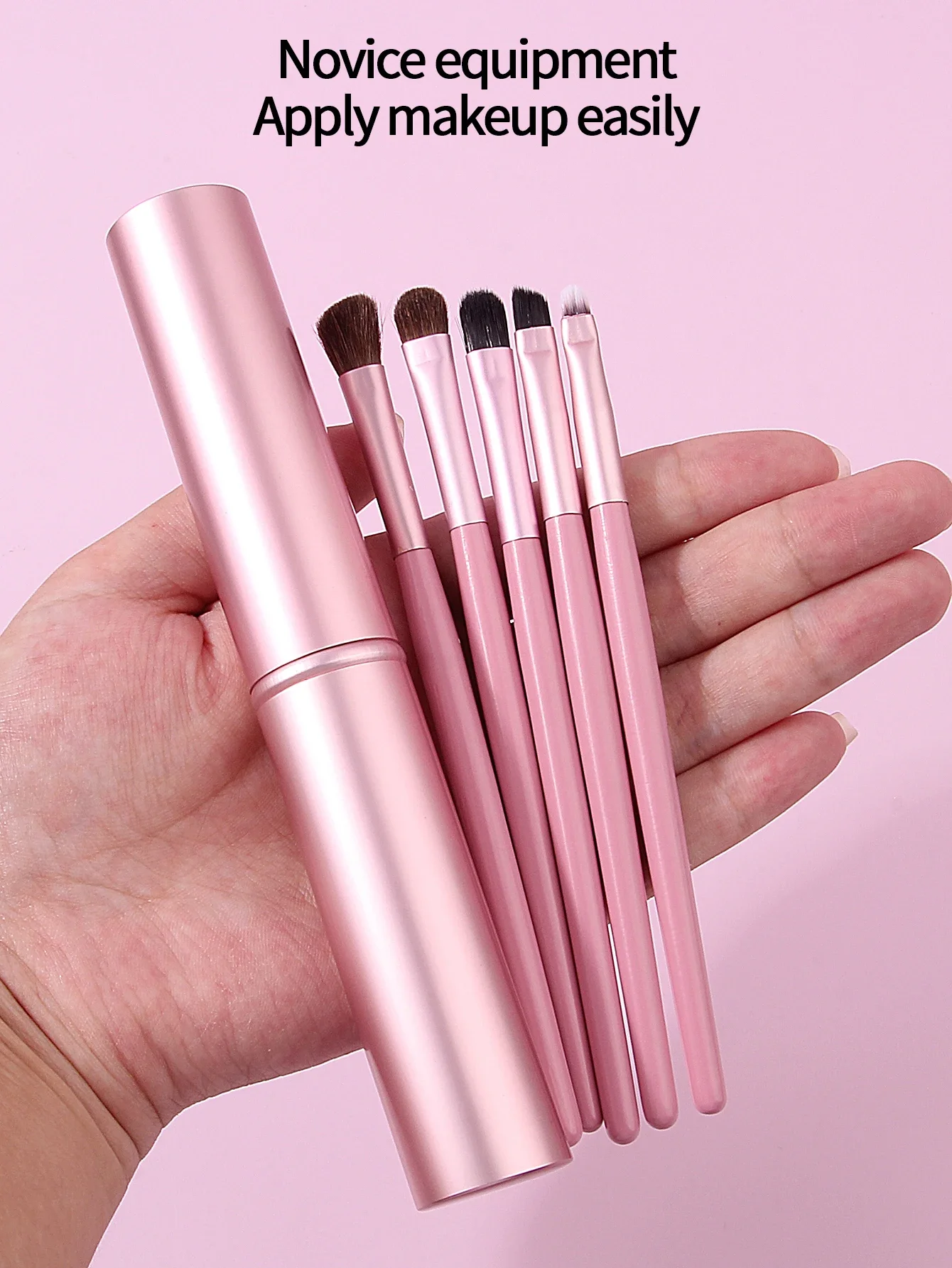 6-teiliges Anfänger-Augen-Make-up-Werkzeug, Make-up-Pinsel-Set, weicher Lidschattenpinsel aus Rosshaar, Verschmierpinsel, Eyeliner-Pinsel mit Aufbewahrungsröhre