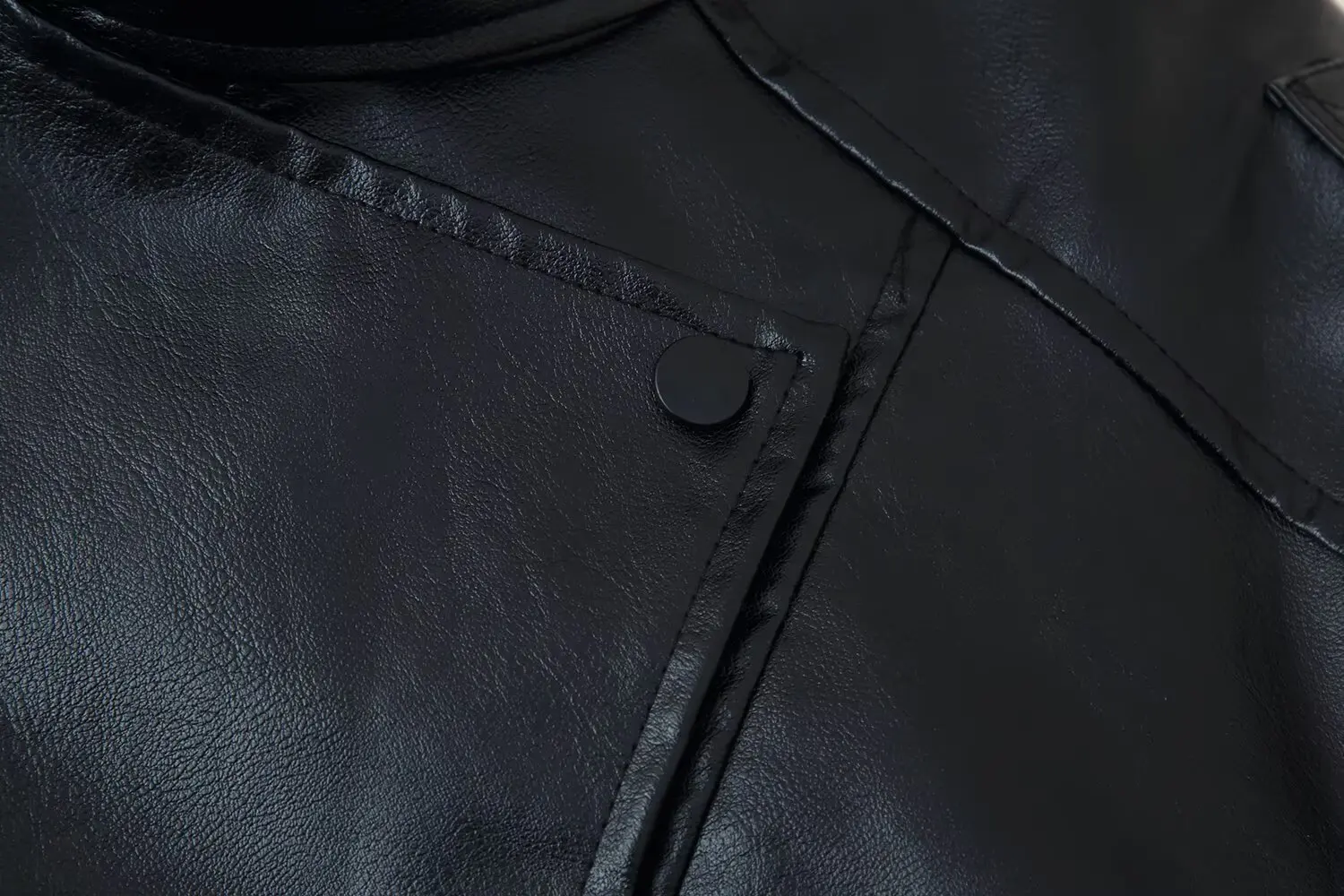 Veste en Faux cuir pour femme, mode hiver, fermeture éclair, col rabattu, manteaux Vintage, Streetwear pour dames, hauts d'extérieur en cuir