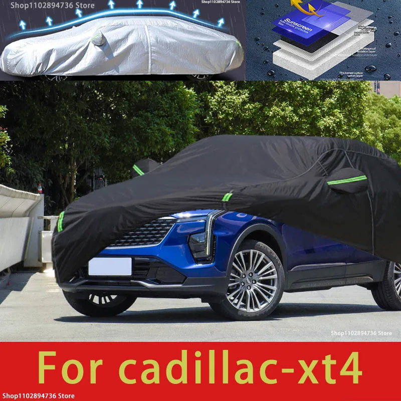 

For cadillac xt4 fit Outdoor Protection Full Car Covers Snow Cover Sunshade Waterproof Dustproof Exterior black car cover