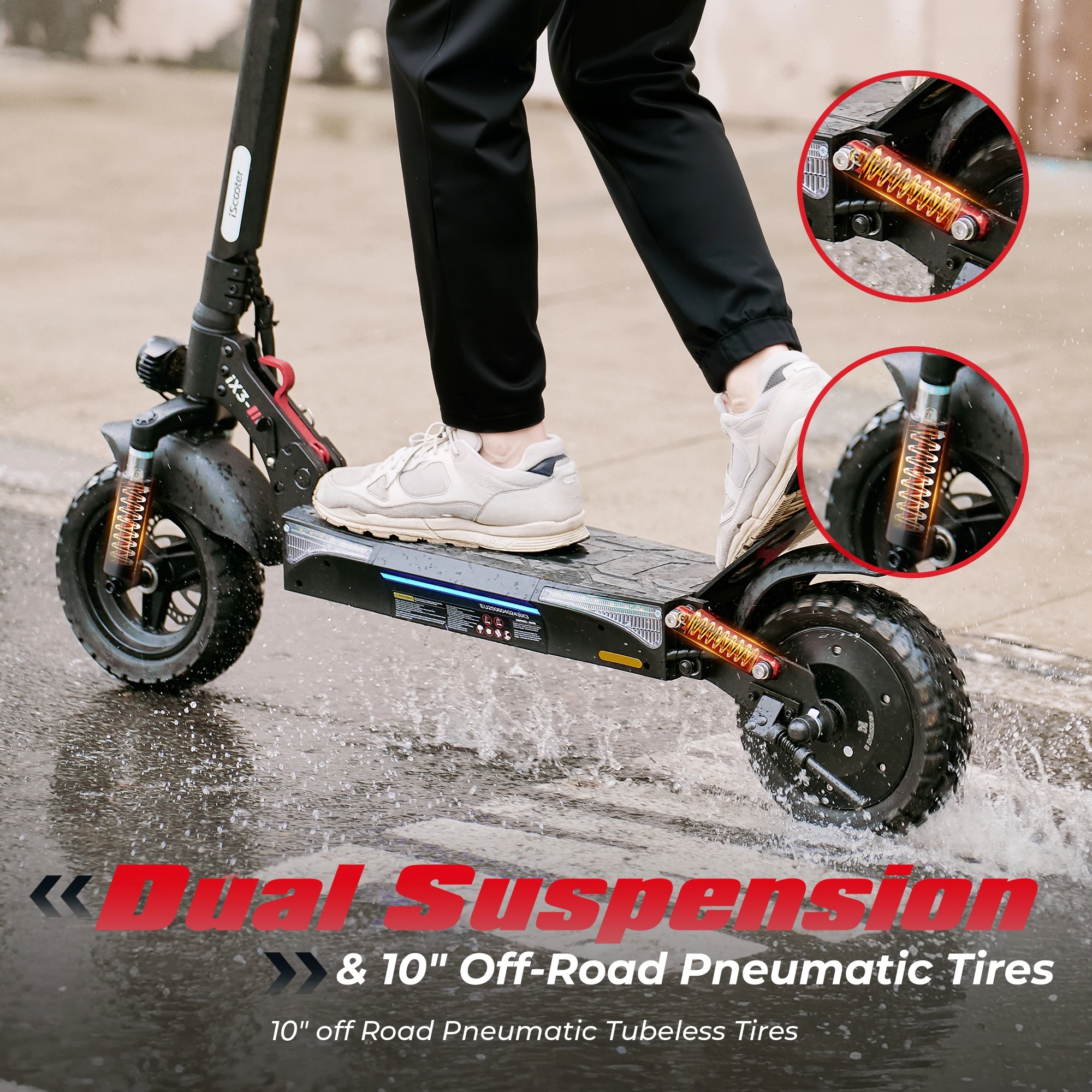 Scooter Eléctrico iScooter de 1000W, 48V10Ah, 40km/h, Alcance Máximo de 40km, Neumáticos Todoterreno de 10 Pulgadas, Plegable, con APP 4