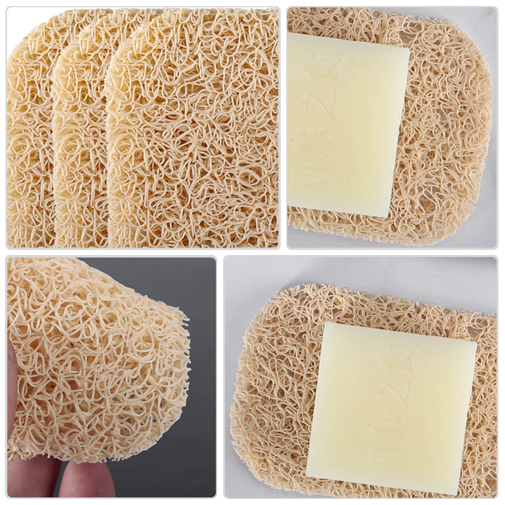 3 قطعة صينية بولي كلوريد الفينيل تخزين الرف حامل عدم الانزلاق تخزين الرف سهلة التنظيف حجم السفر التوقف أطباق الصابون البيج #4