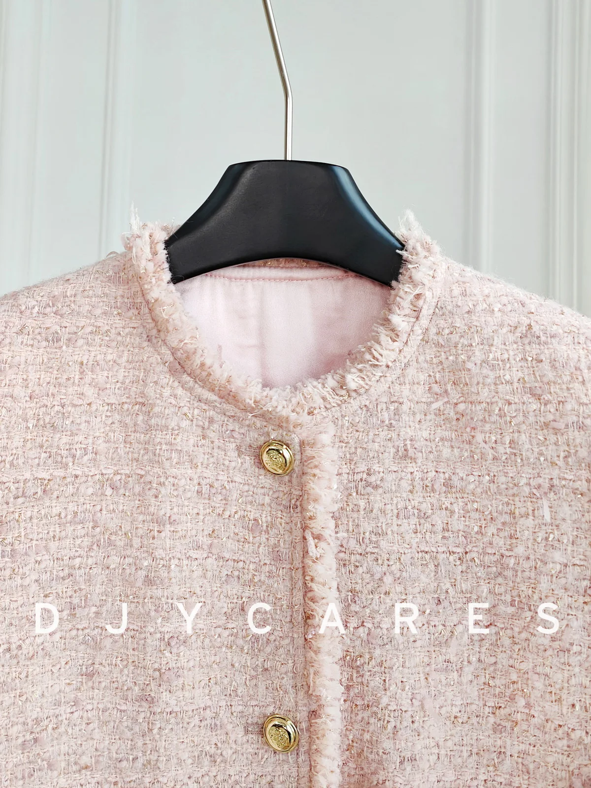 New Light pink jacket with fashionable tassel top big size