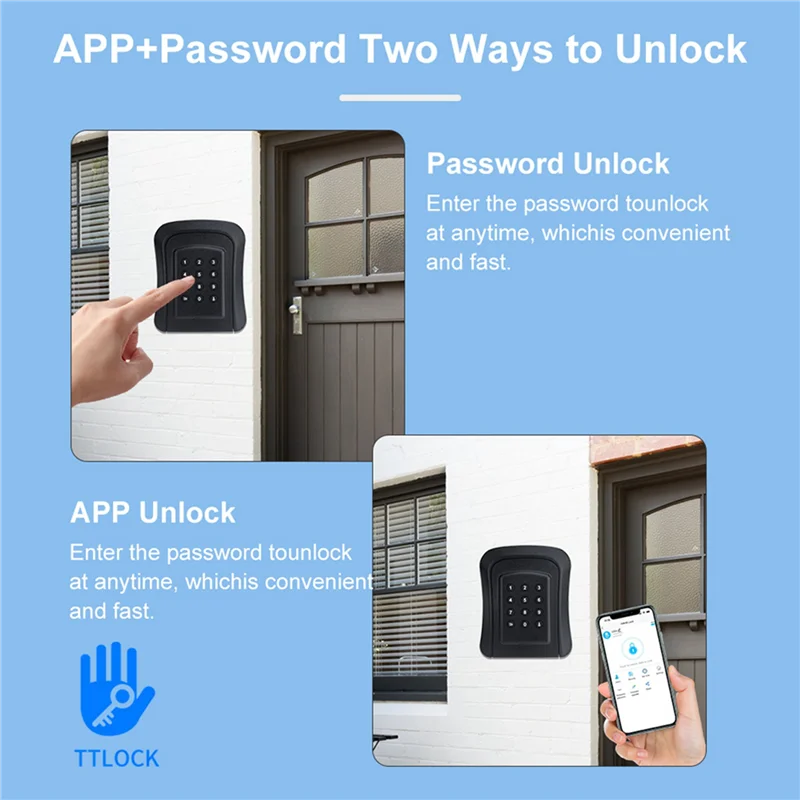 【RECOMENDAR】5X Intelligente Bluetooth Mobile App Passwort Entsperren Schlüssel Safe Zinklegierung Wasserdicht Homestay TT Lock Box