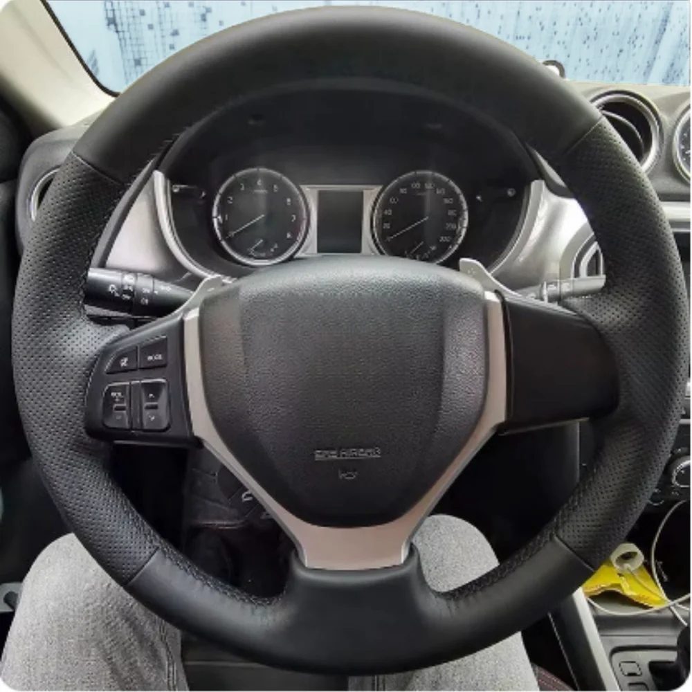 

Black Car Steering Wheel Cover DIY Microfiber Leather For Suzuki Swift 2011-2017 SX4 S-CROSS Celerio Vitara Auto Accessories