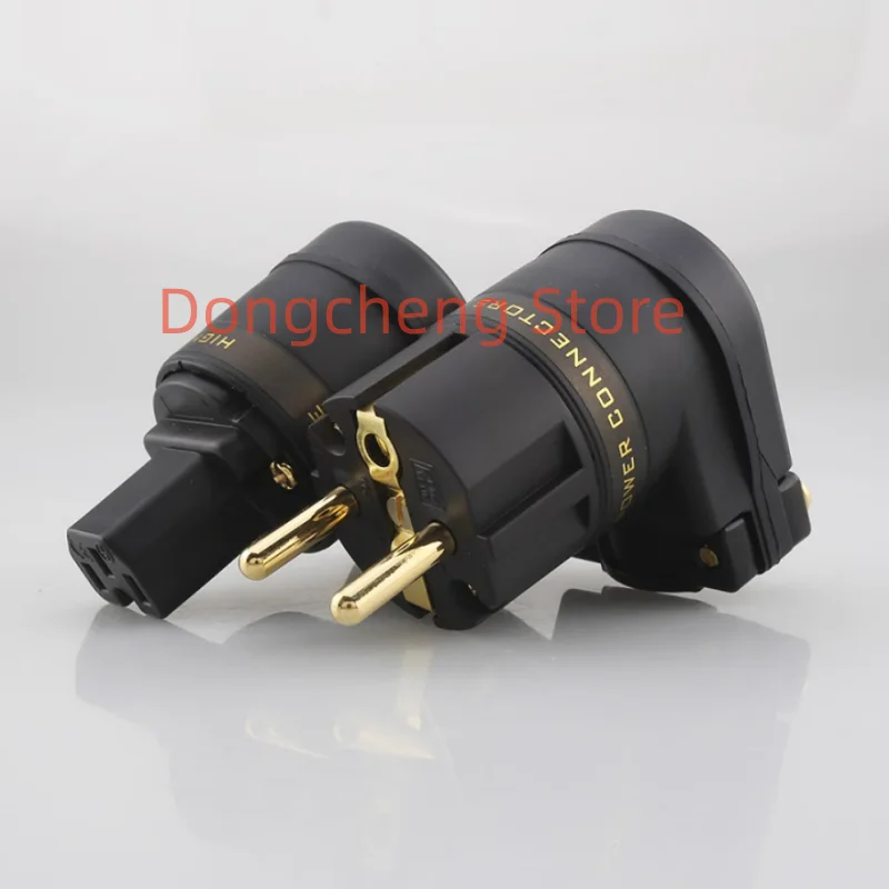 

Gold/Rhodium Plated US/EU SCHUKO Mains Right Angle Male Plug to IEC C13 Female Socket HIFI Power Connector