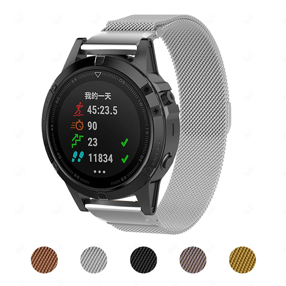 Correa Milanesa para Garmin Forerunner 955 255 945 Fenix 7 7X 7S 6 6X, pulsera de Metal, Correa de repuesto para reloj inteligente