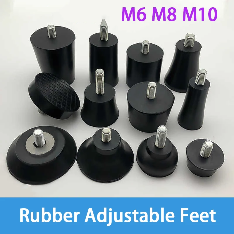 2-20Pcs Rubber Adjustable Feet Pad M6 M8 M10 With Screw Table Chair Balck Leveling Foot Pad Furniture Leg Anti-shock