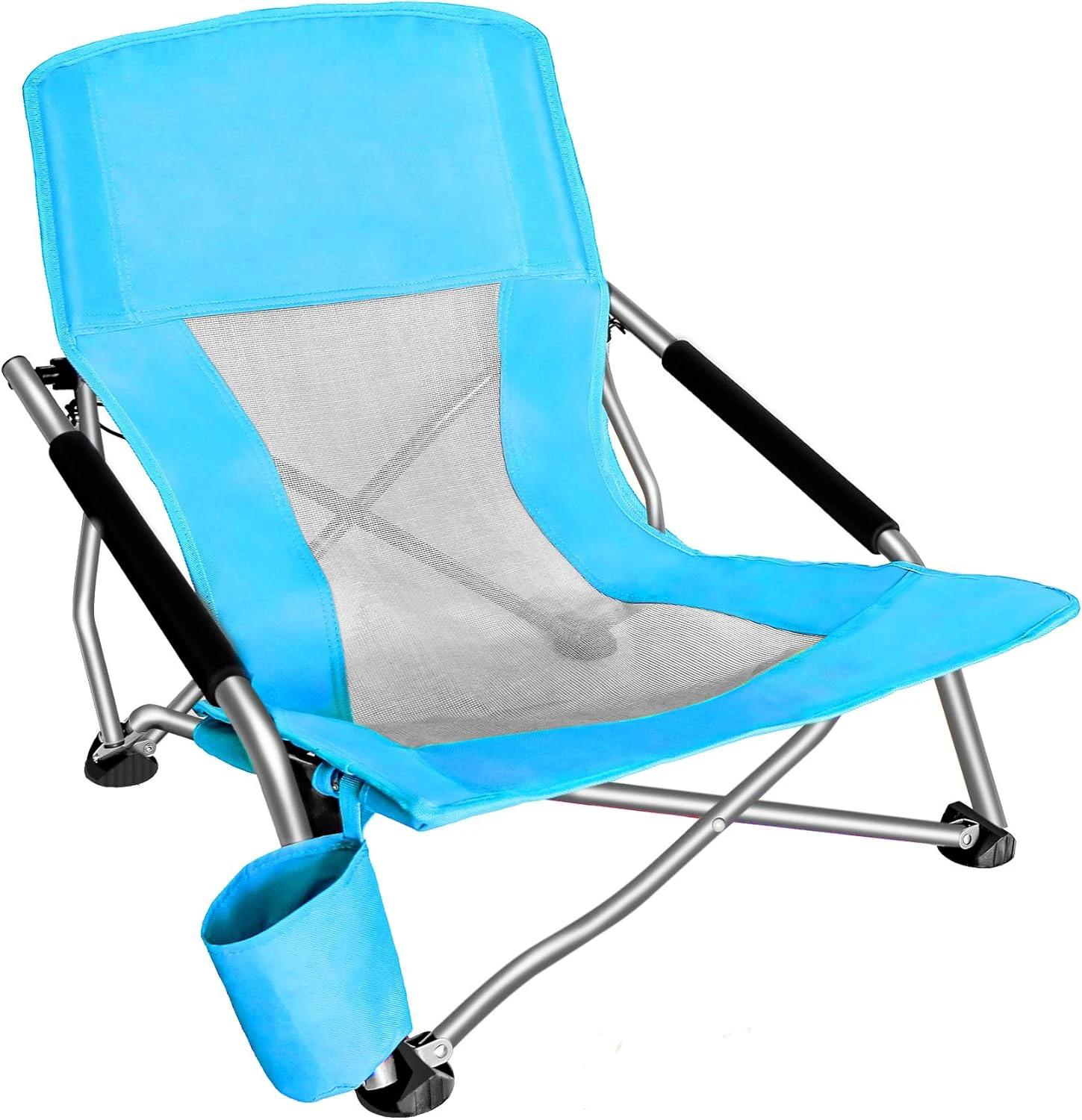 

Low beach camping folding chair, ultra-light backpack chair, with cup holder and carry bag, beach chair