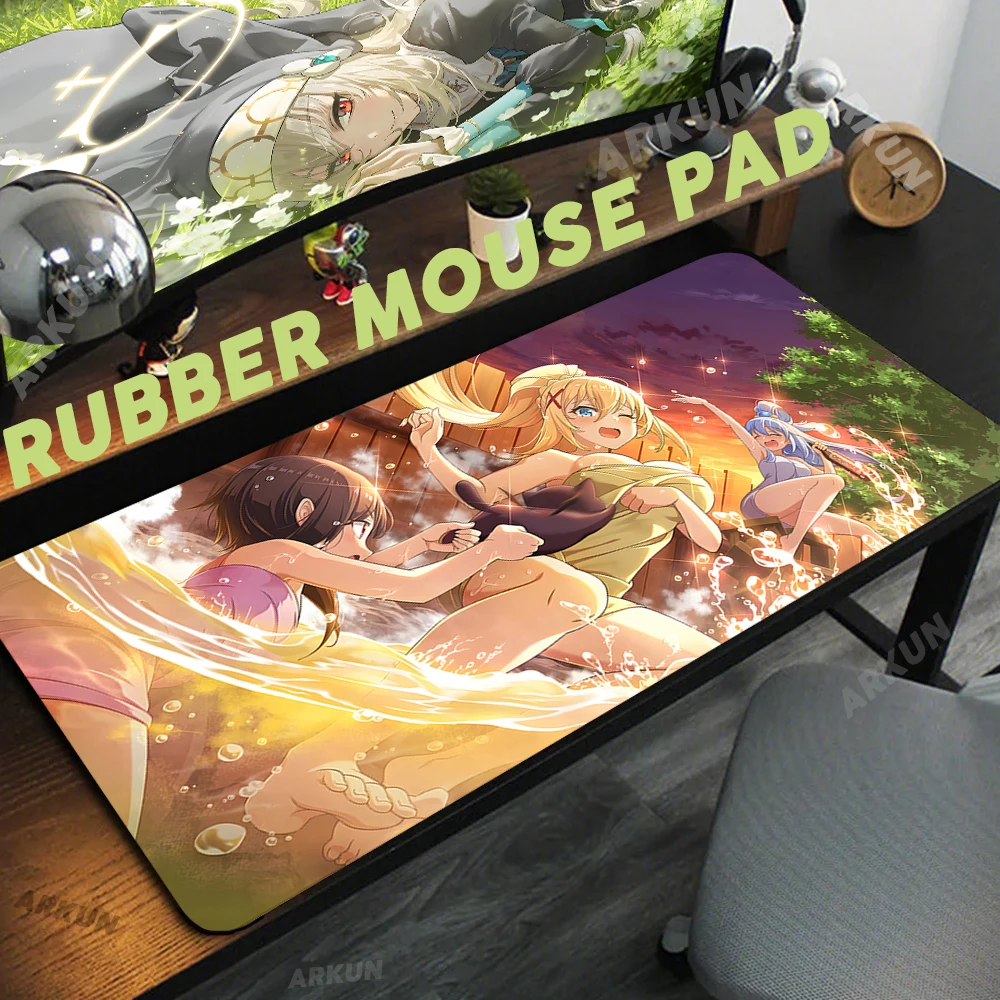 

Large 90x40 Popular Kawaii Aqua Hot Cute Megumin KonoSuBa Anime Mouse Pad Large Gamer Keyboard XXXL Accessories Rubber Table Mat