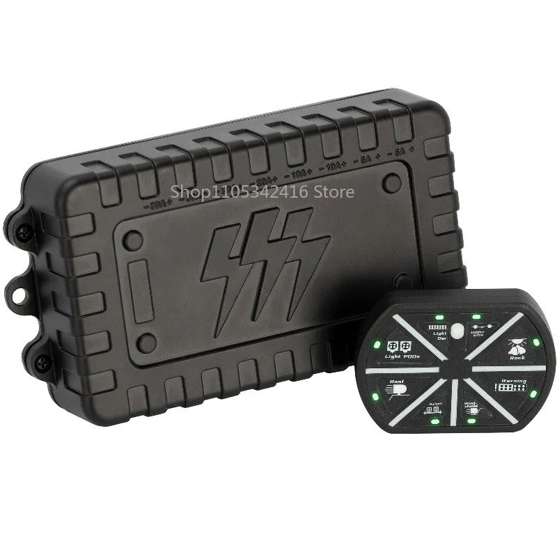 8 Gang Switch Panel Green LED RFB Wireless Controller DC12-24V 80A High Power Integrated Circuit For SUV RV Marine Off-Road