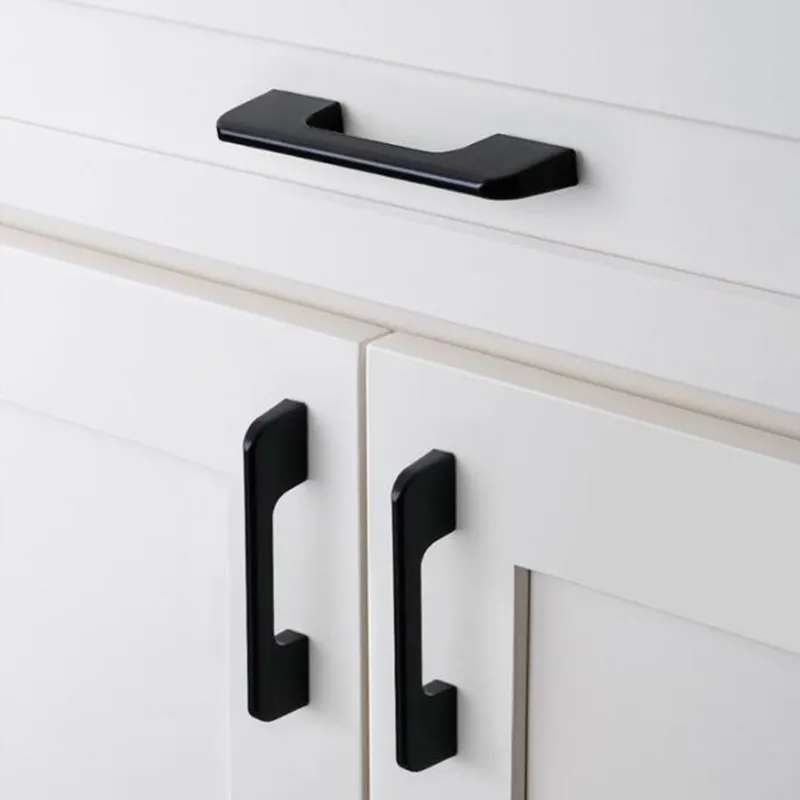 KK&FING 1PC Modern Kitchen Handles Furniture Black Aluminum Home Improvement Wardrobe Cupboard Drawer Handle Furniture Hardware