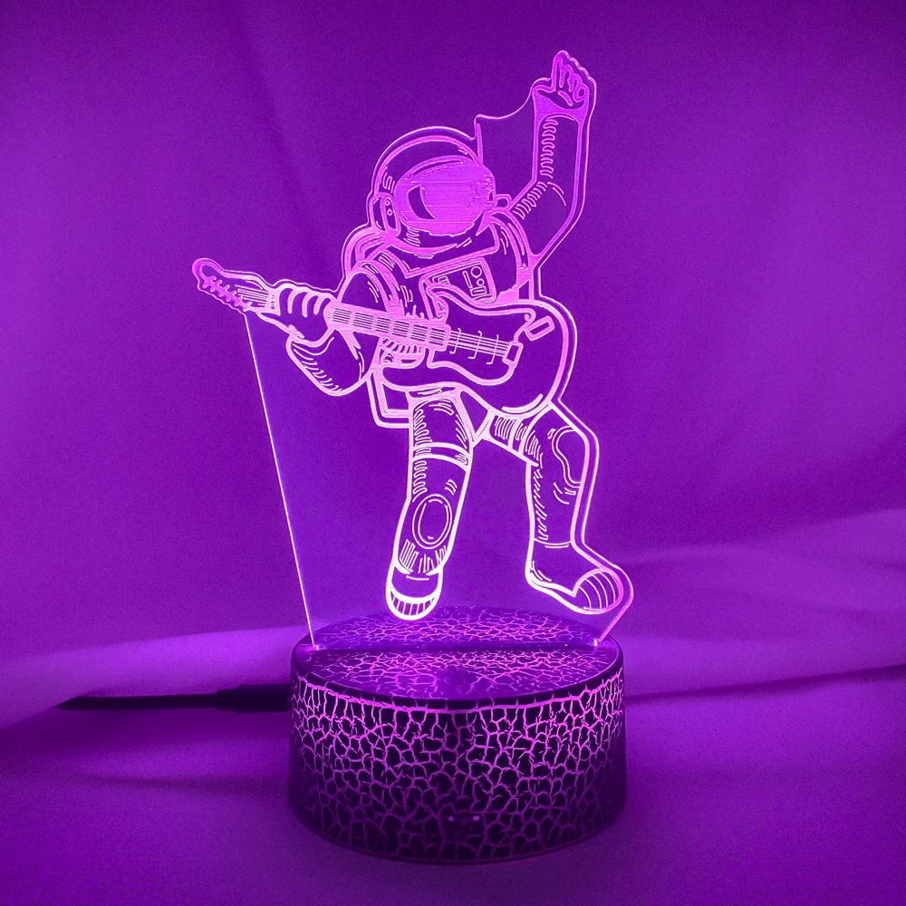 3D Astronaut playing guitar Night Lamps LED Illusion Night Light Bedroom Decoration Sleeping Lamp Best Kid Gifts Dropshipping