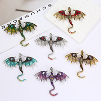 Trendy Fashion Alloy Enamel Flying Dragon Shaped Brooch Pin Jewelry For Women Men Couples New Year Gift Clothing Accessories