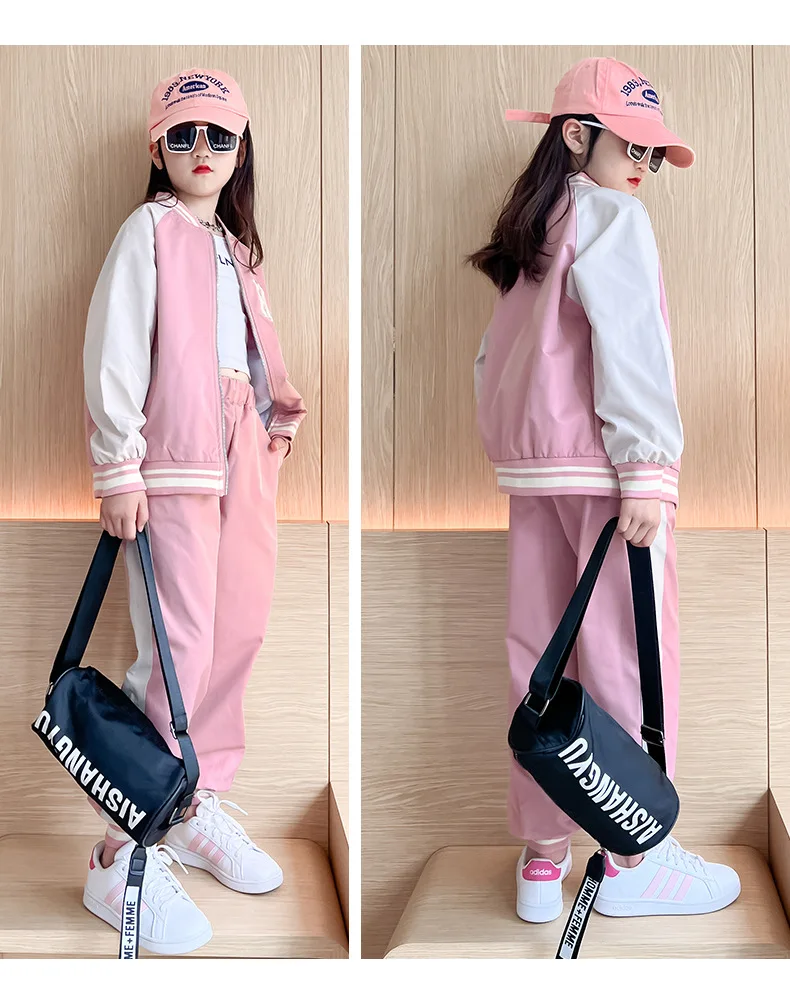 Baby Girl Clothes Suit Girls Spring Suit 2024 New Red  Dress Girls Foreign Fashion Children Recreational Sports Baseball Uniform image 5