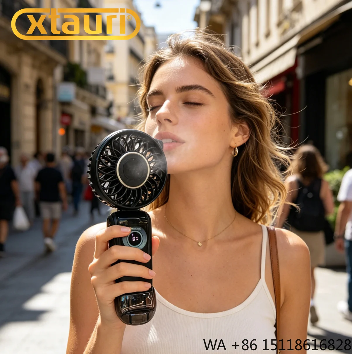 XTAUTI AF4 Sleek Handheld ABS Mini Fan with Refrigeration for Outdoor Use USB Charging Five-Speed Bladeless Custom Design