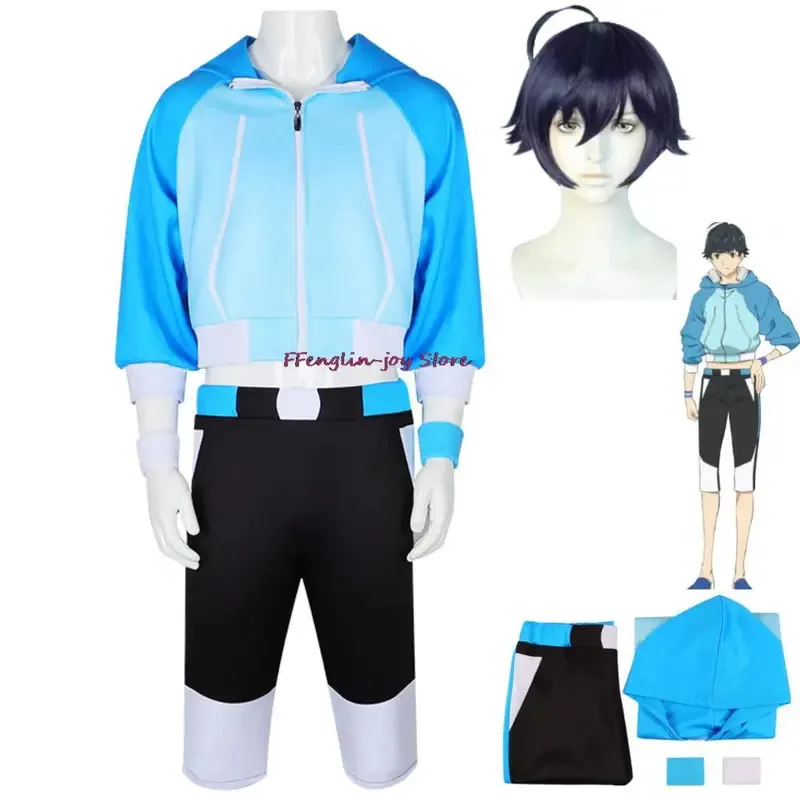 

Аниме фильмы пузырь Хбики косплей костюм парик синяя спортивная одежда с капюшоном пальто с принтом для взрослых мужчина вечерние костюм на Хэллоуин