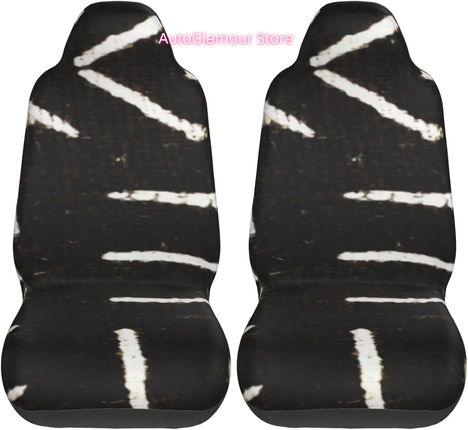 Contemporary African Mud Cloth Print Black Pattern Fashionable and Durable Car Seat Covers in Two Sets, Protecting The Car Seats