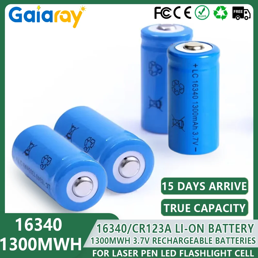 

1-20 шт. 3,7 В 1300 мАч литий-ионный аккумулятор 16340 CR123A аккумуляторные батареи 3,7 В CR123A для лазерной ручки светодиодный фонарик