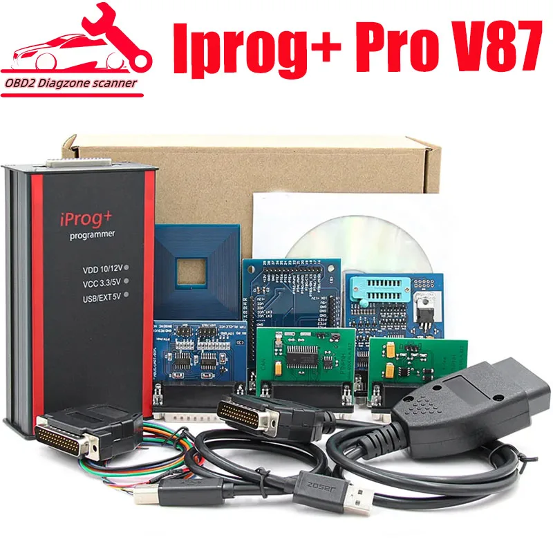 

Iprog Pro V87 with Full Adapters Support IMMO/Radio / Reset Auto ECU Key Programmer Tool Replace Carprog/Digiprg