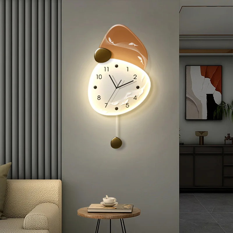 Living room clock wall clock, grille background wall, creative decorative clock hanging wall, lamp painting dining