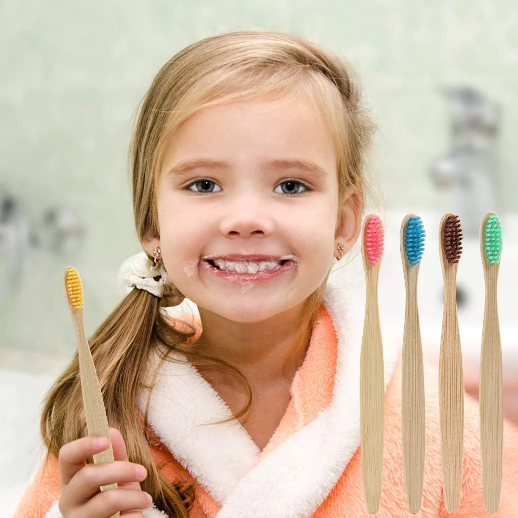10/15 PCS Single Cowhide Wrapped New Style Children\'s Bamboo Toothbrush Natural and Environmentally Friendly Bamboo Toothbrush