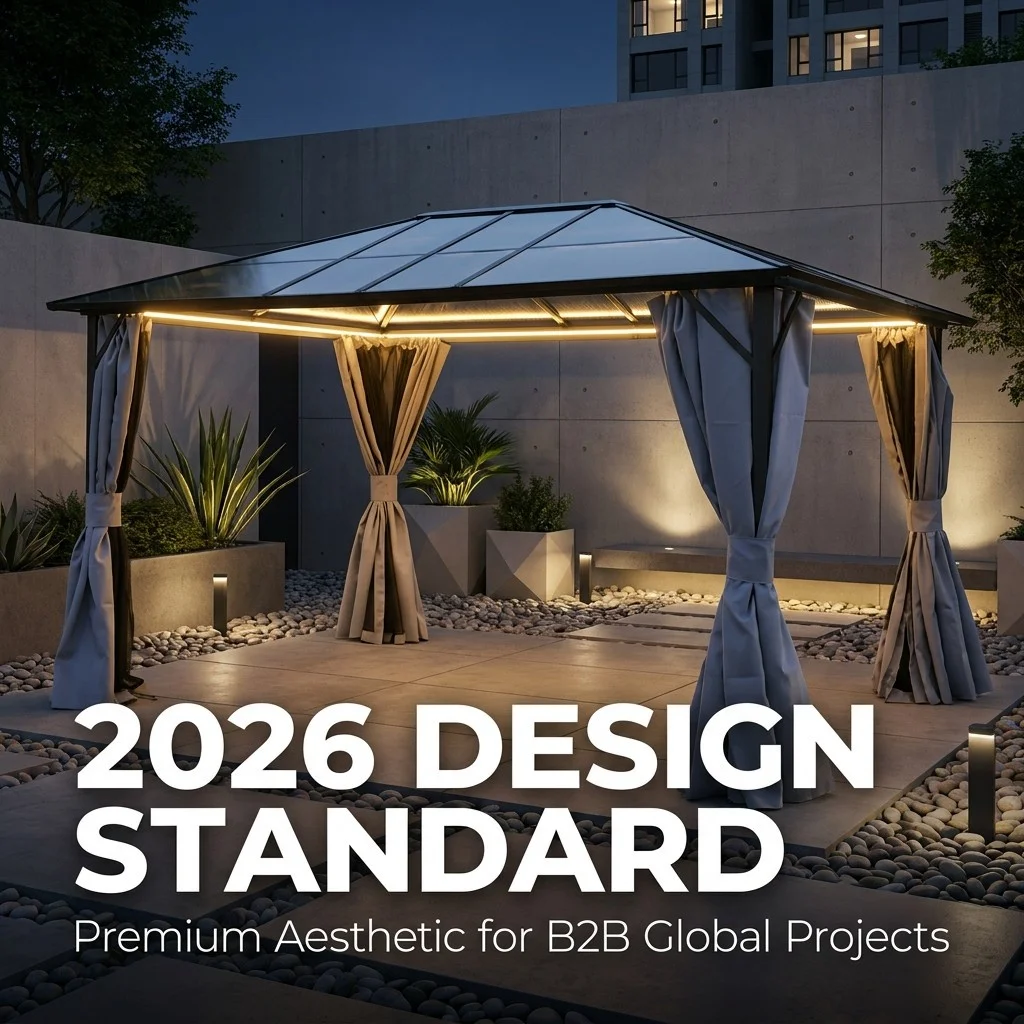 #Heavy Duty Aluminum Steel Hybrid 3x4m Gazebo With 6mm Polycarbonate Hardtop Roof and Privacy Curtains for Garden Wholesale