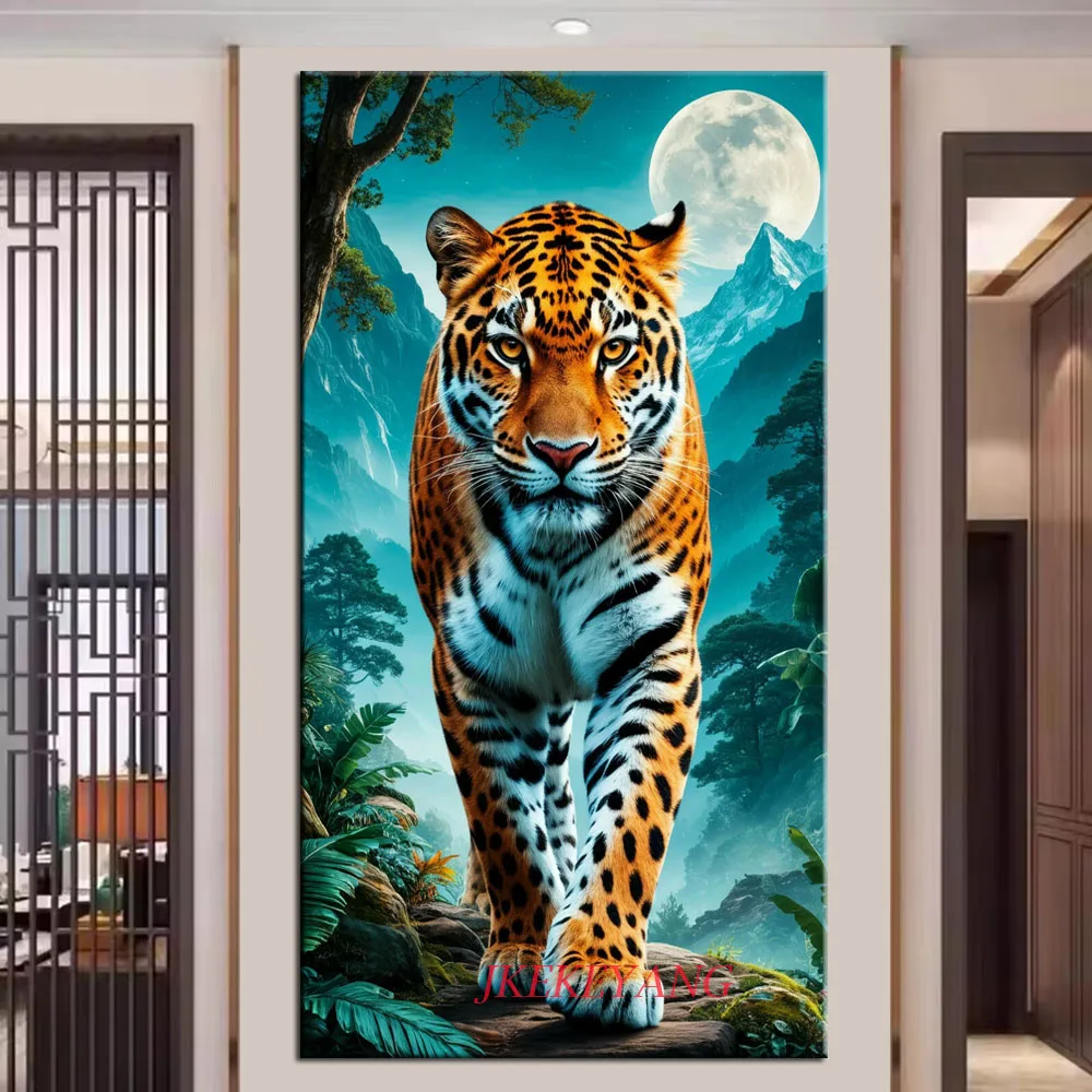 

Картина с леопардом и луной, сделай сам, алмазная живопись, вышивка крестиком, полная дрель, алмазная мозаика, новая коллекция, домашний декор