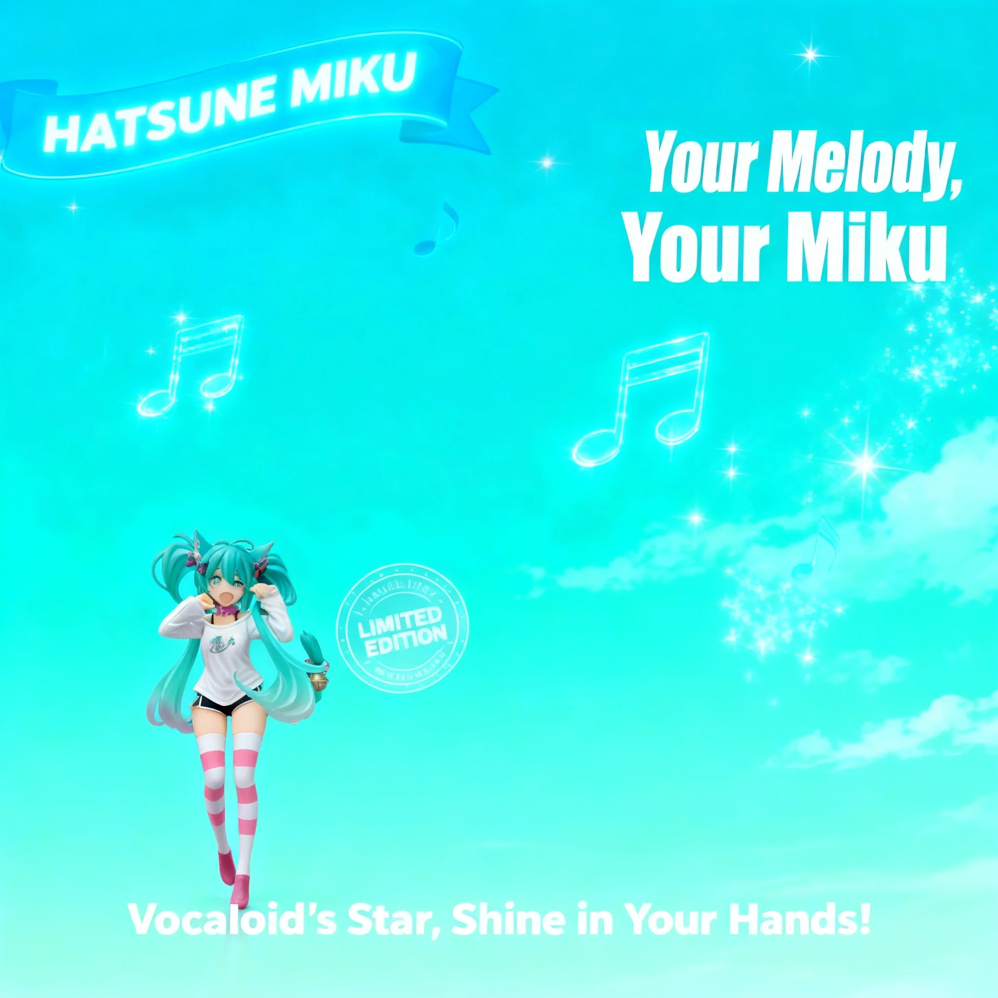 Pijama de orejas de gato de Hatsune Miku, figura de anime de manga corta, estatua, decoración de escritorio, regalo para fans y coleccionistas, muñeca adorable