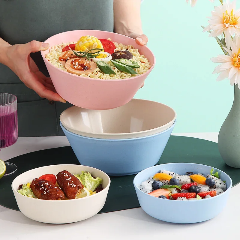 

Plastic Household Rice Bowl Nordic Style Large-capacity Noodle Bowl Thickened Wheat Straw Soup Bowls Kitchen Tableware Tools