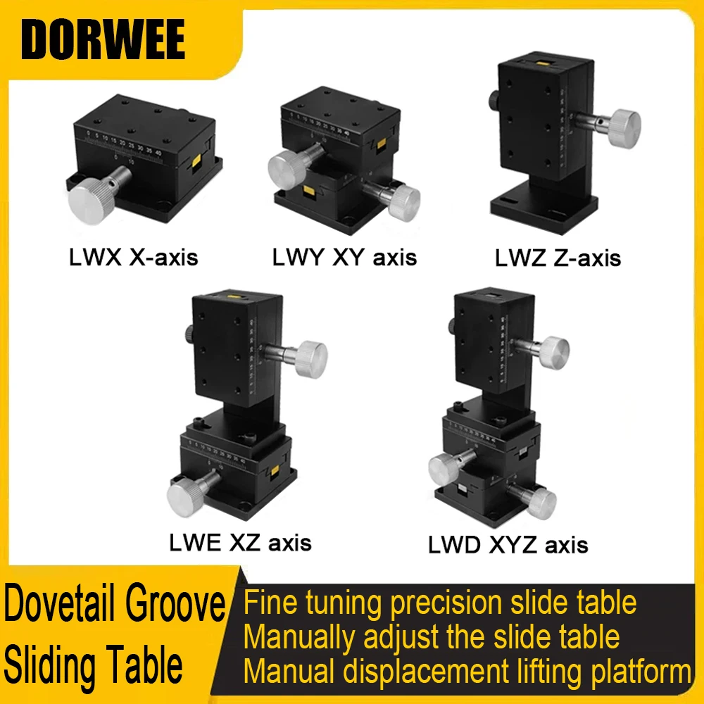 Dovetail Groove Linear Fine Tuning Sliding Table Manual Displacement Stage X Z XY XZ XYZ Axis Trimming Platform LWX4040 LWD4060
