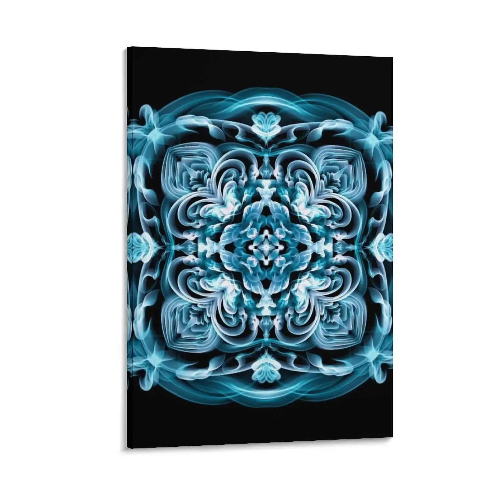 

Mandala, Throat chakra, blue, cyan, white, black Canvas Painting Decoration for home poster aesthetic