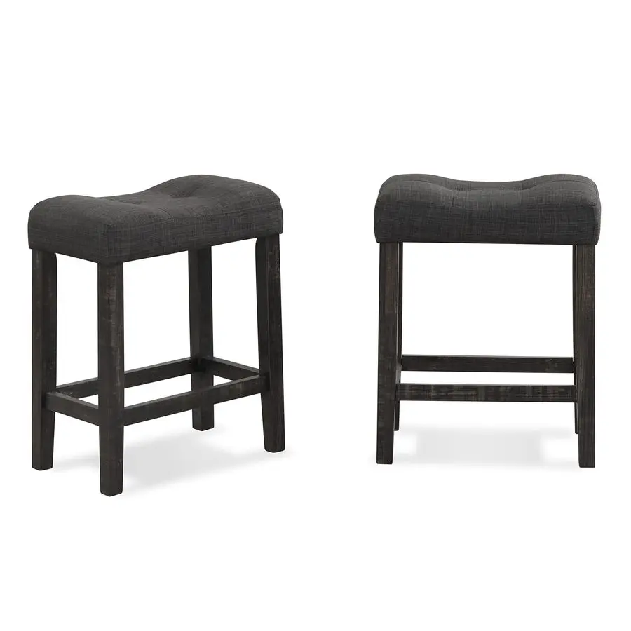 

Sora Button Tufted Counter Height Saddle Stools, Set of 2, Gray