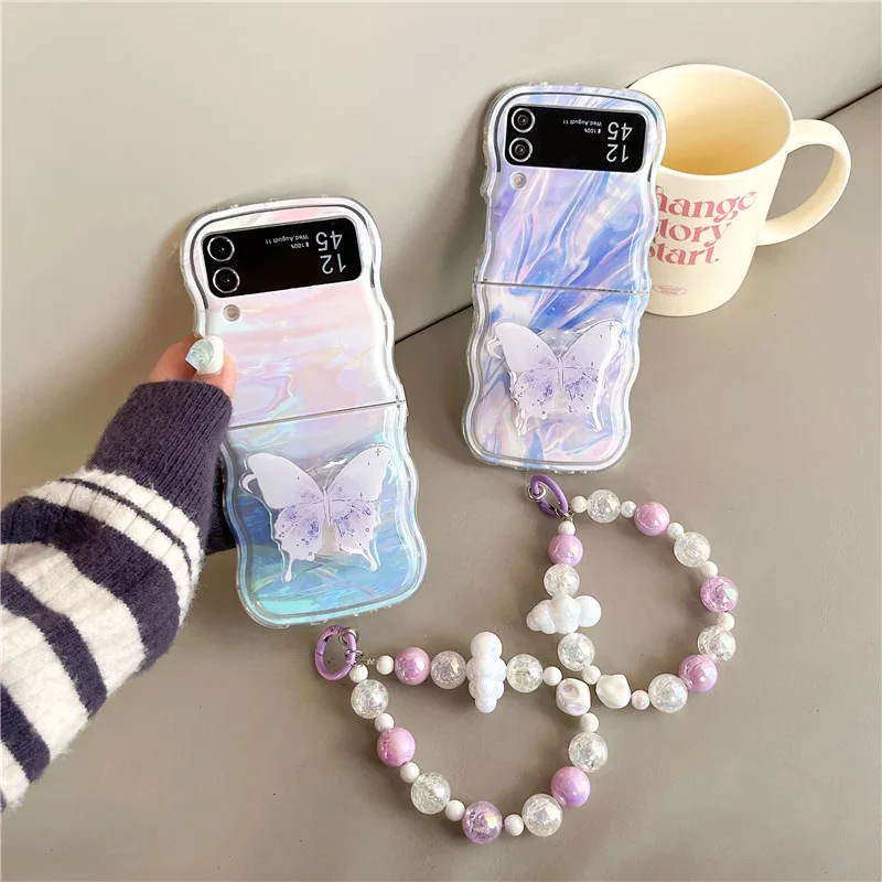 

Wave Colorful Butterfly for Samsung Galaxy Z Flip 7 6 5 4 Protective Back Cover for ZFlip5 ZFlip6 ZFlip7 Case Shell
