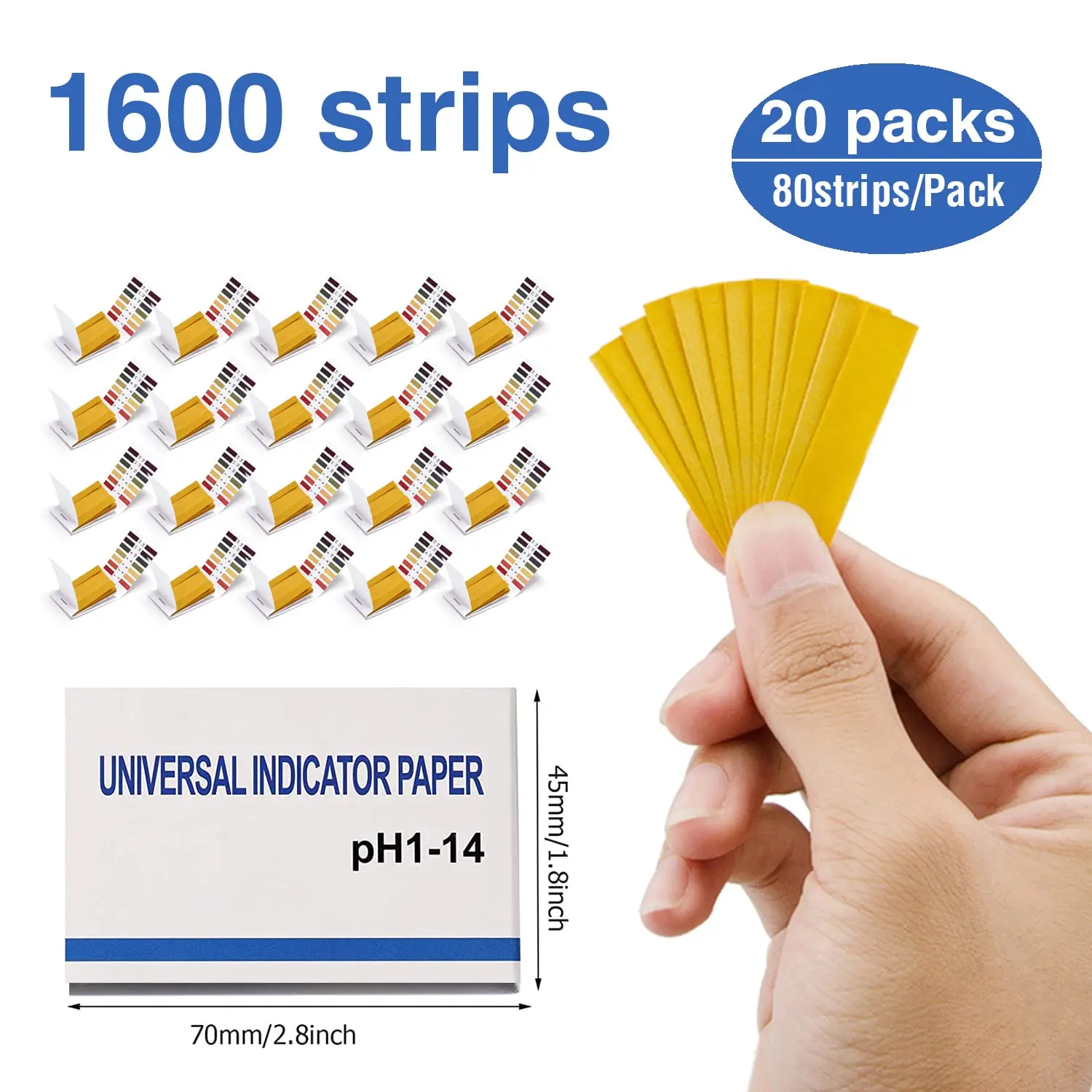 pH Test Strips 1600 Strips Full Range 1-14 Universal Test Paper Litmus pH Soap Making Testing for Water Wine Saliva Urine Soil