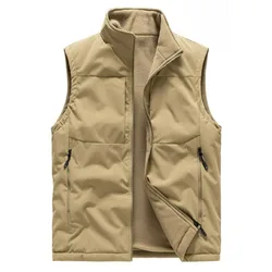 Men's Workwear Vest Spring Autumn New Solid Color Multi-Pocket Reversible Outdoor Adventure Coat Men's Loose Sleeveless Jacket