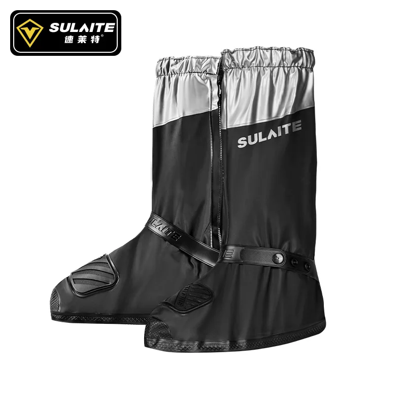 Sulaite Waterproof Motorcycle Rain Shoes Cover Reusable Bicycle Shoes Protector Non-slip Moto Overshoes for Rainy Day