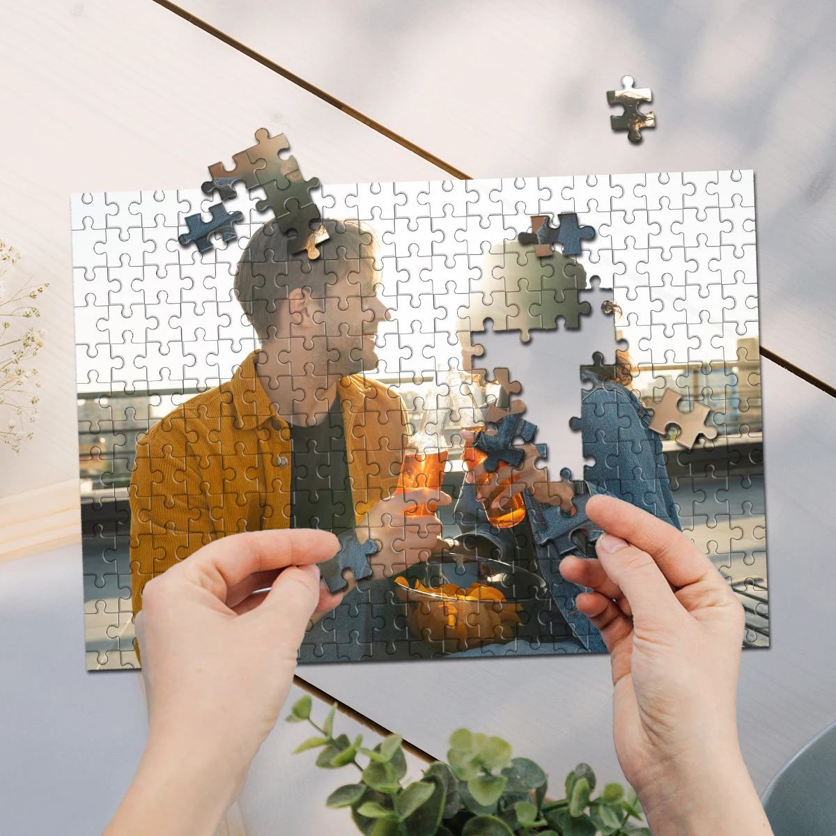 35/300/500/1000 Stück personalisiertes, individuelles Fotopuzzle, Landschaftsfoto, DIY-Spielzeug, Dekoration, Sammlerstück, Geschenk
