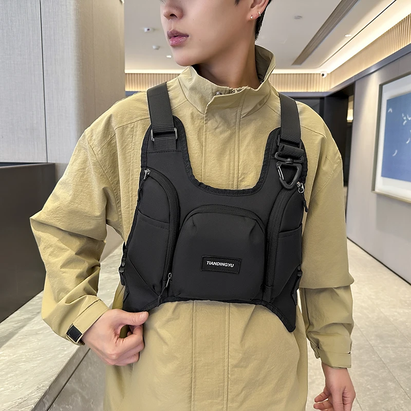 Lightweight Running Vest Backpacks Unisex Outdoor Cycling Bag Hiking Marathon Chest Rig Bag Storage Pocket Men Sports Chest Pack