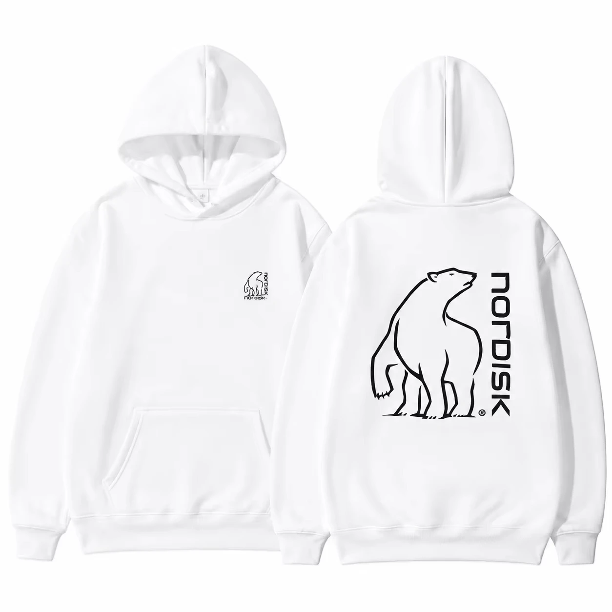 Big Polar Bear Graphic Unisex Hoodie, Autumn Winter High Quality Outdoor Casual Streetwear Long Sleeve Pullover Sweatshirt