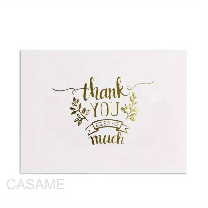 48pcs Mini Gold Embossed Thank you Card Valentine Happy Birthday Christmas Party Wedding Invitations Letter Greeting Cards