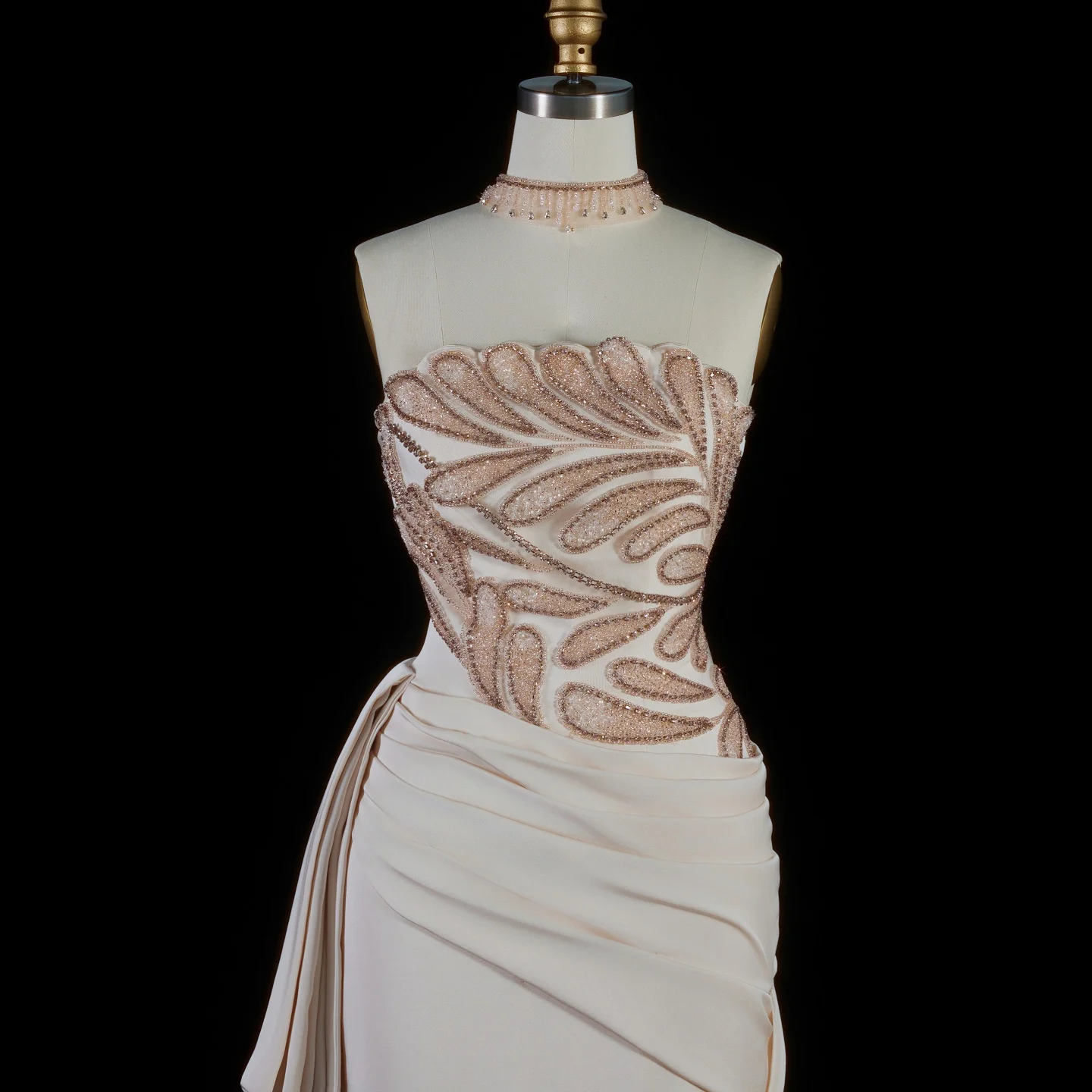 Sharon Said Elegantes Langes Formelles Abendkleid Luxuriöses Perlenbesetztes Plissiertes Damenkleid für Hochzeitsgäste Arabisches Kleid SS242 Maßanfertigung – Detail 13