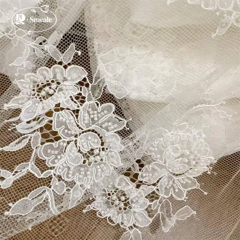3M Perlen-Seil-Stickerei mit Glitzer-Pailletten-Spitze. Luxuriöses Abendkleid aus französischer Spitze. DIY 2026 Neuer Stoff zum Nähen. – Detail 4
