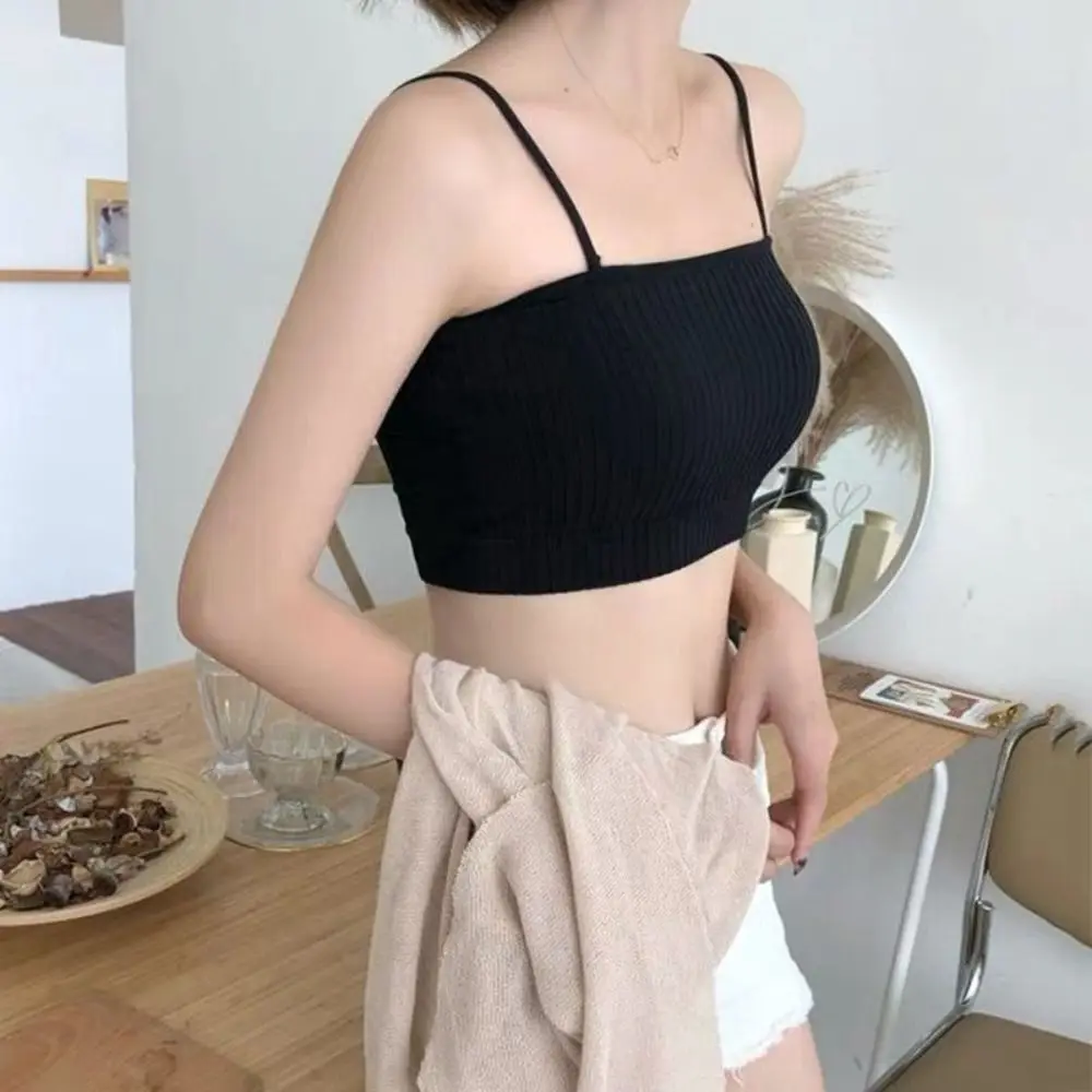 Fashion Slim Women Tank Top Polyester Fiber Bra Camisole Breathable Korean Version Tube Top Underwear