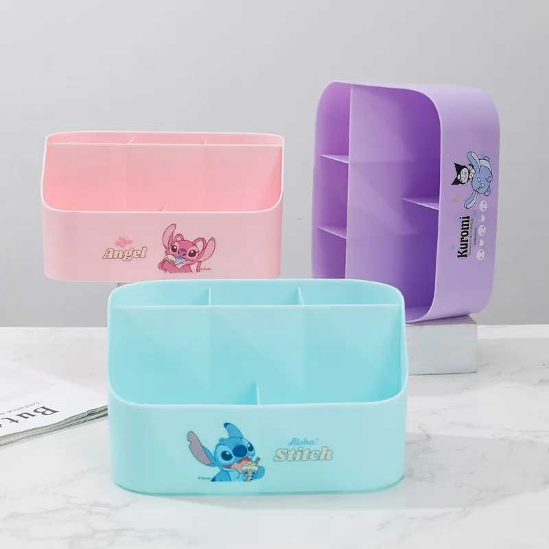 

Stitch Desktop Storage Box Angel Kuromi Cartoon Cute Cosmetic Boxs Lipstick Jewelry Tidy Pen Container Stationery Holder Gifts