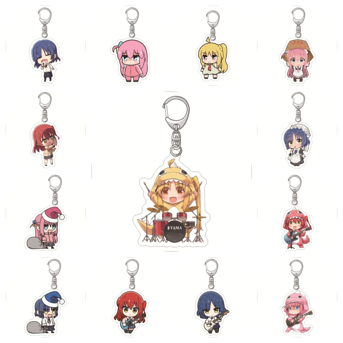 Popular Anime Bocchi The Rock Girls Acrylic Keychain Gotou Hitori Ijichi Nijika Yamada Ryo Kita Figures Pendant Keyring Gifts