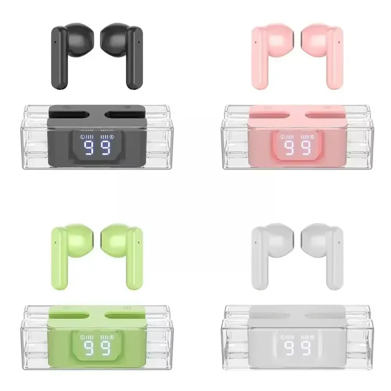 SP28 TWS E90 Mini In-Ear Earbuds Full Transparent Wireless Bluetooth Headphones Music Earphones 5.3 Digital Retro Display D3F6