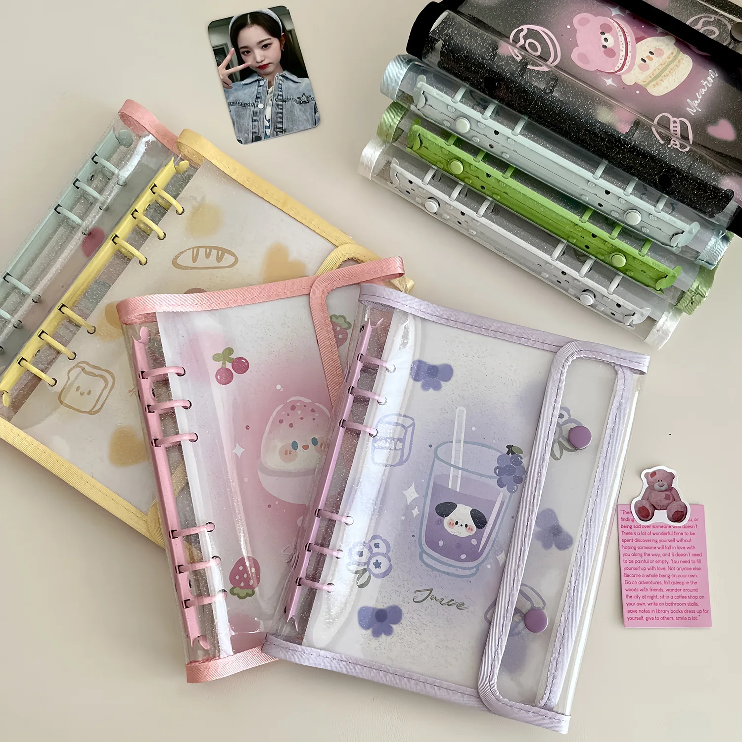 A6 Double Buckle Binder Photo Card Collection Book Postcard Organizer Diary Notebook School Stationery