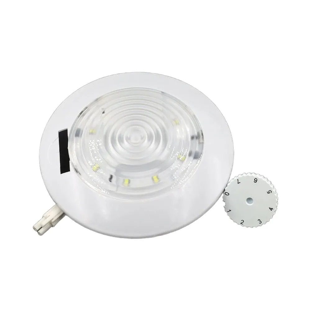 Round 220V 6-LED Refrigerator Lamp With Knob White ABS Replacement Bulb For Fridge Interior For Lighting Easy Install Home Appli